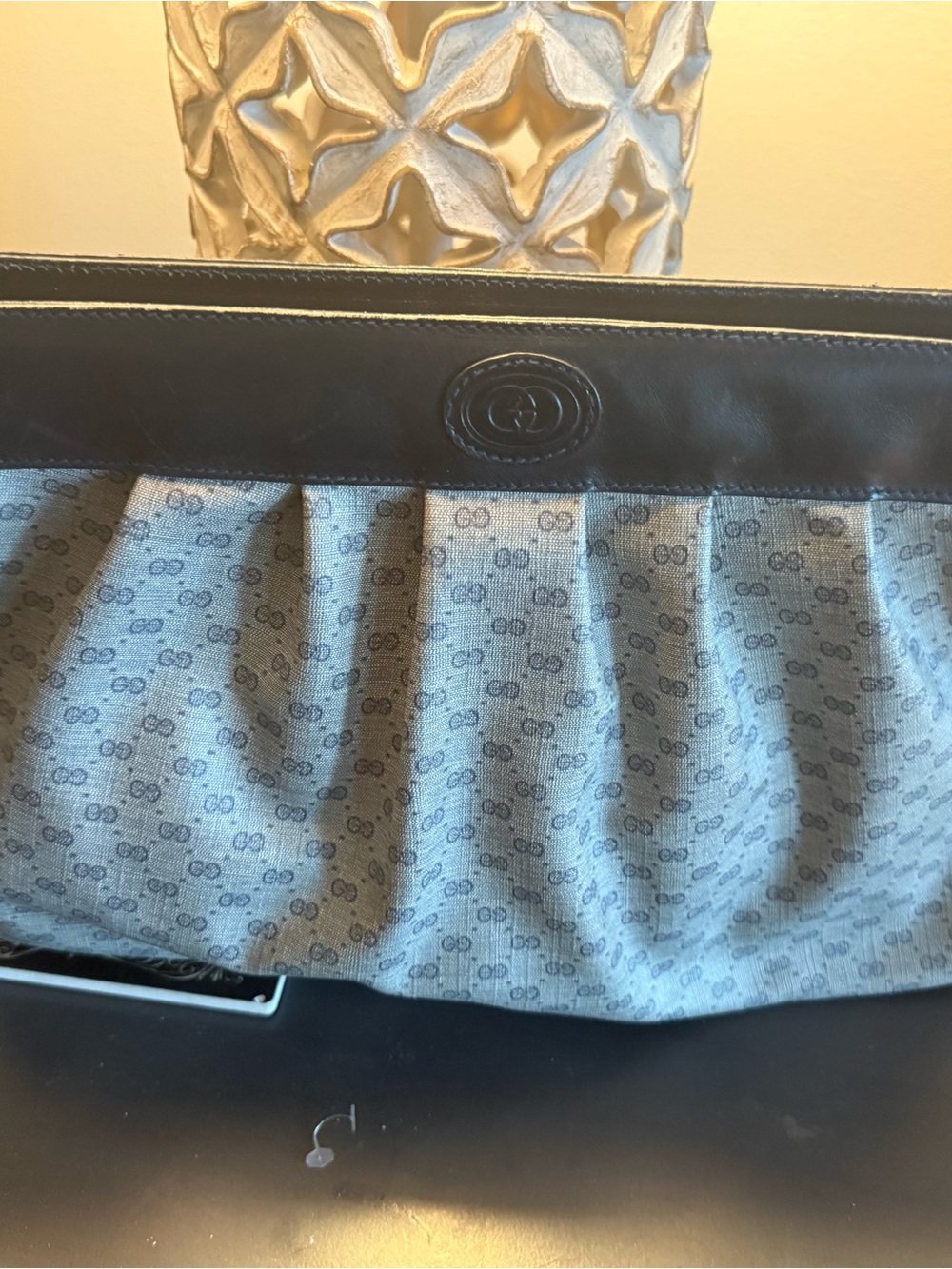 Gucci Navy and Gray Vintage Oversized Clutch